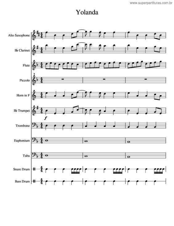 Partitura da música Yolanda Stand Tune