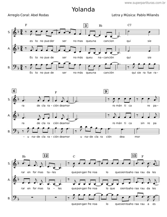 Partitura da música Yolanda v.7