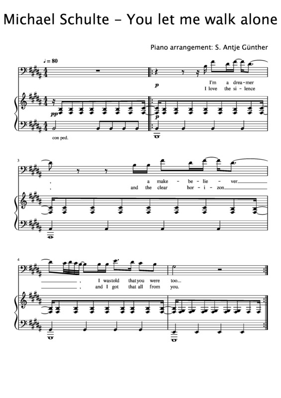 Partitura da música You Let Me Walk Alone