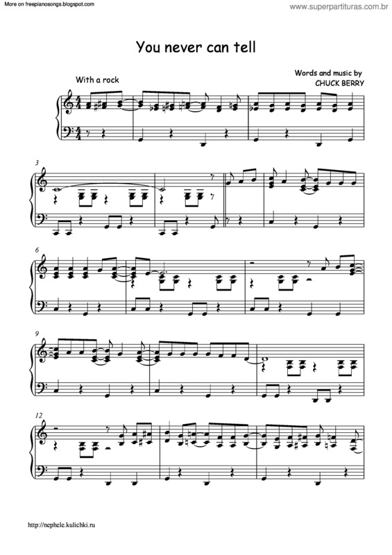 Partitura da música You Never Can Tell