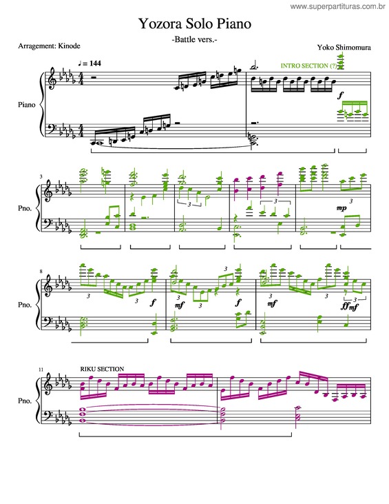 Partitura da música Yozora Solo Piano