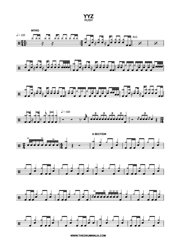 Partitura da música YYZ