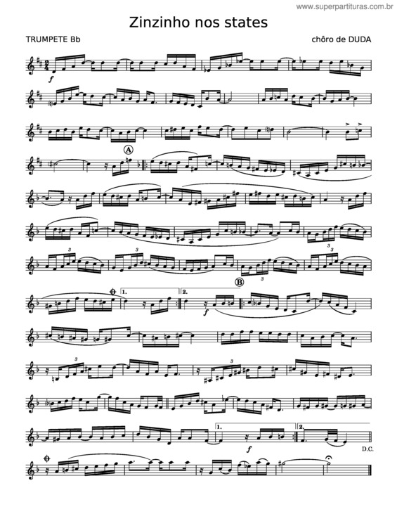 Partitura da música Zinzinho Nos States v.3