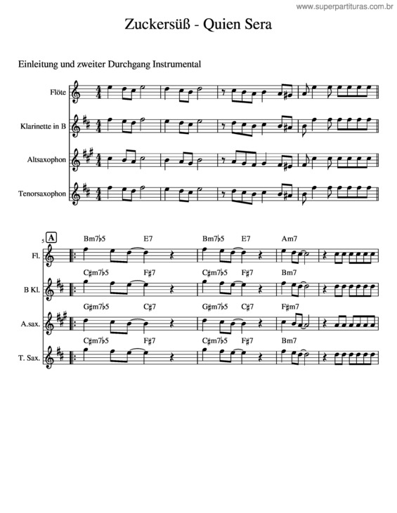 Partitura da música Zuckersuess