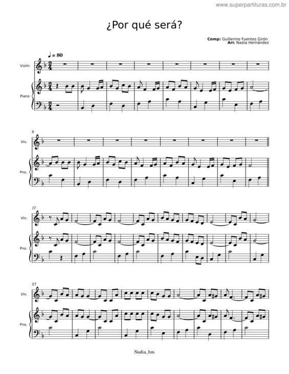 Partitura da música ¿Por Qué Será?